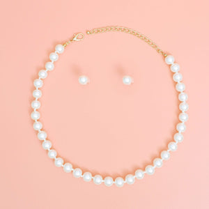 Necklace Cream Glass 10mm Pearls for Women
