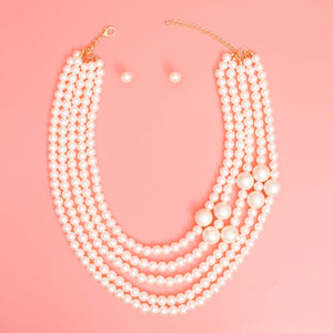 Necklace Cream Cluster Layer Pearls for Women