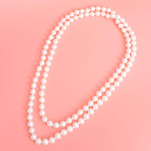 Necklace White Glass 12mm Pearls for Women
