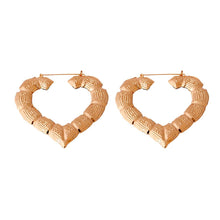 Large Gold Heart Bamboo Hoop Earrings