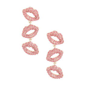 Pink Triple Lips Earrings