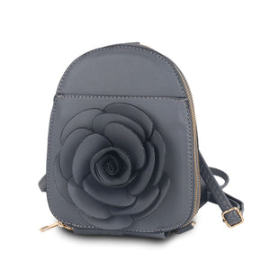 Gray Flower Mini Backpack