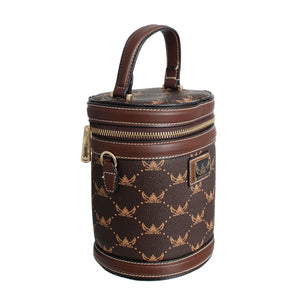 Dark Brown Top Handle Barrel Clutch