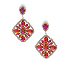 Purple Glass Crystal Diamond Earrings