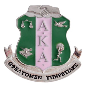 Pink Green Sorority Shield Brooch