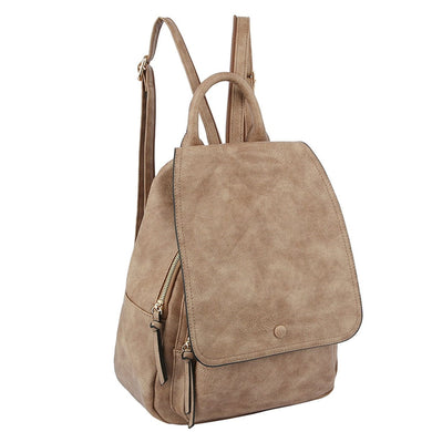 Light Brown Flap Convertible Backpack Bag