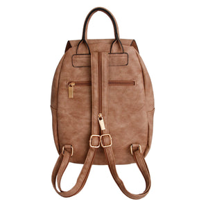 Light Brown Flap Convertible Backpack Bag