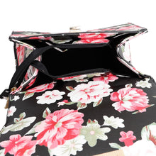 Black Floral Flal Top Handle Handbag Set