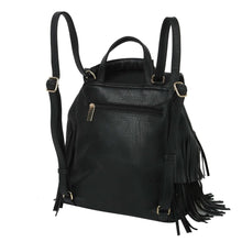 Black Double Fringe Convertible Backpack