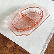 Vintage Pink Depression Glass Two-Part Divided Oval Relish Dish (Jeannette Glass Co. Adam Pattern)