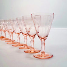 Vintage Pink Optic Glass Cordials Set of 8 Pink Depression Glass Depressionware Small Cocktail Stemware Vintage Glassware