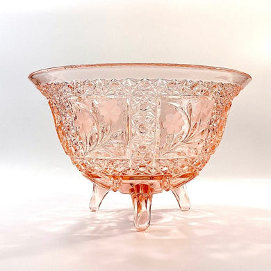 1020's Vintage Large McKee EAPG Pink Flared Bowl McKee Innovation Line Snappy Pink Rose Bowl Pink Depression Glass Etched Pressed Fruit Bowl Gift for Her