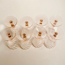 Vintage Pink Optic Glass Cordials Set of 8 Pink Depression Glass Depressionware Small Cocktail Stemware Vintage Glassware
