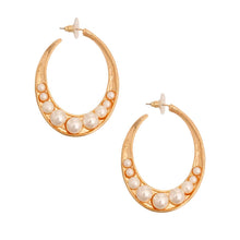 Gold and Pearl Oval Hoops