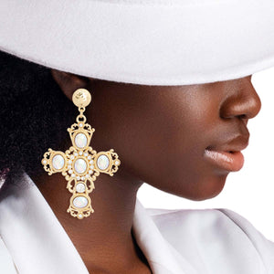 Gold AURBO Fancy Cross Earrings