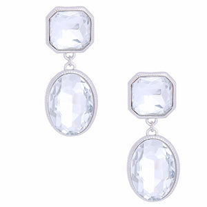 Clip On Silver Medium Crystal Earrings for Women