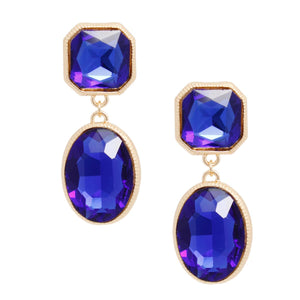 Clip On Blue Medium Crystal Earrings for Women