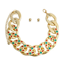 Gold Red Green Detail Chain Set