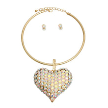 Gold Collar XL Aurora Borealis Heart Set