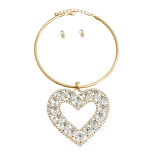 Rigid Gold Halo Heart Necklace