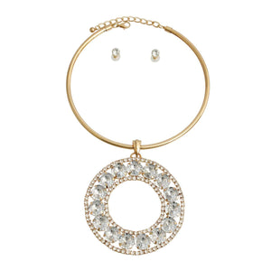 Rigid Gold Halo Circle Necklace