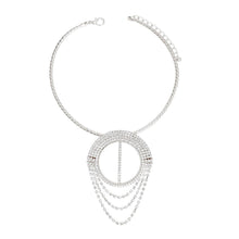Necklace Silver Pave Draped Pendant Set for Women