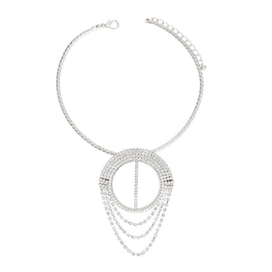 Necklace Silver Pave Draped Pendant Set for Women