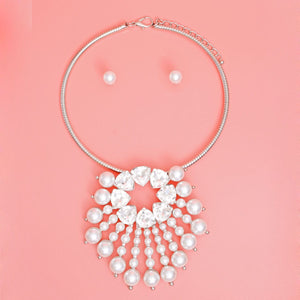 Silver Collar and Sunburst Pearl Necklace