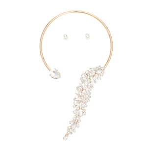 Necklace Gold Crystal Drop Choker for Women