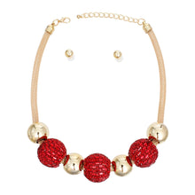 Necklace Red Disco Ball Bead Set for Women