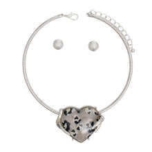 Pendant Necklace Silver Heart Leopard for Women