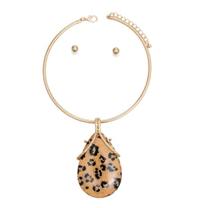 Pendant Necklace Gold Leopard Teardrop for Women