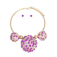 Necklace Gold Purple Crystal Pendant Set for Women