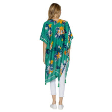 Green Tropical Floral Tassel Kimono
