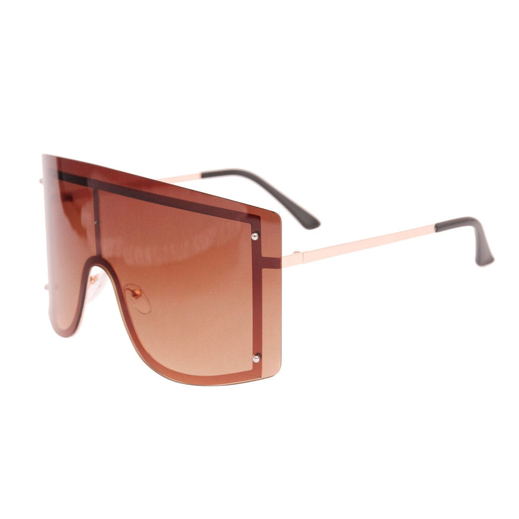 Brown Designer Shield Sunglasses