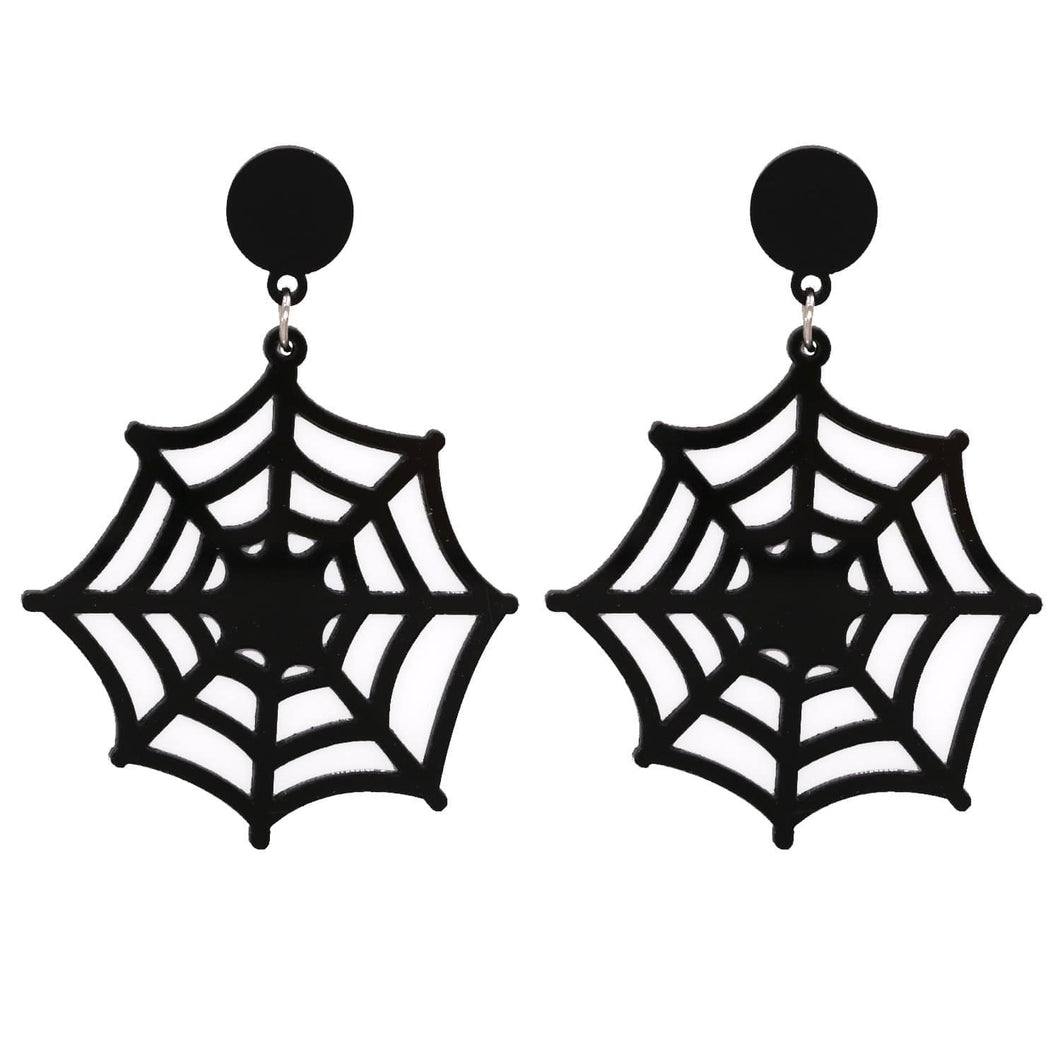 Nihao Halloween Black Spider Web Fish Hook Earrings - Halloween Costume Jewelry