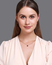 Nihao Hot Sale - Romantic Elegant Red Love Necklace with Earrings. Crystal Zircon Necklace Set