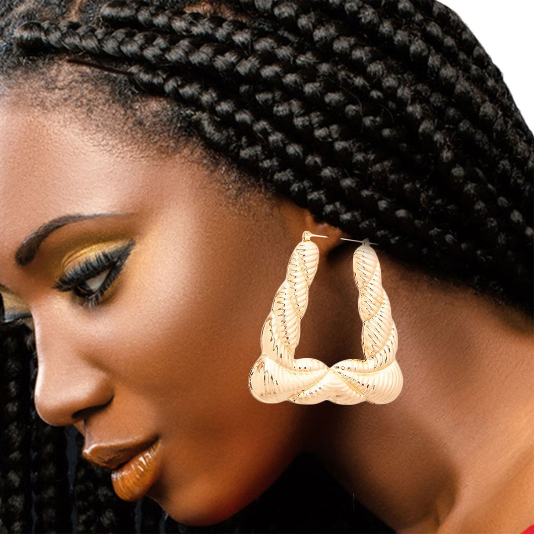 Gold Trapezoid Hoop Earrings