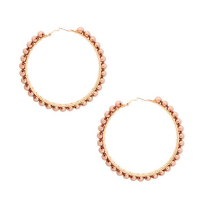 Gold Pearl Wrapped Hoops