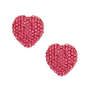 Pink Stone Gold Heart Studs