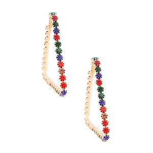 Multi Color Crystal Trapezoid Hoops