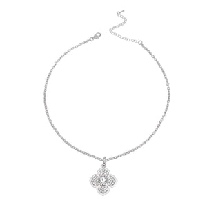 Silver Luxury French Designer Flower Necklace