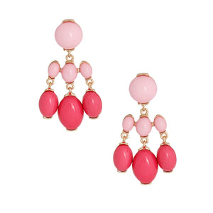 Pink Resin Bead Drop Earrings