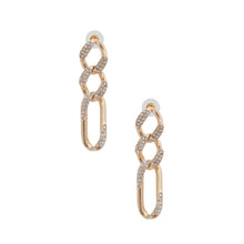 Gold Rhinestone Crusted Chain Earrings