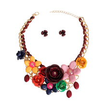 Maroon Rose Collar Necklace Set