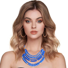 6 Layer Blue Bead Necklace
