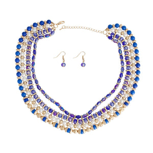 Blue Glass Bead Pearl Set