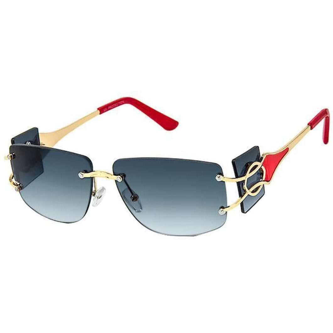 Red Rimless Temple Sunglasses