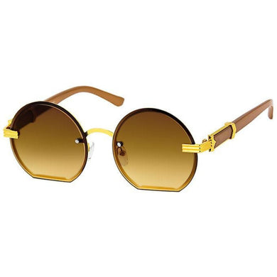 Brown Round Flat Sunglasses