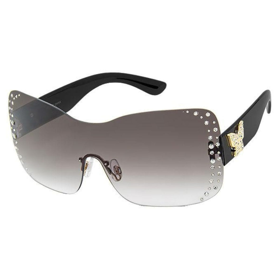 Black Gold Rimless Butterfly Sunglasses